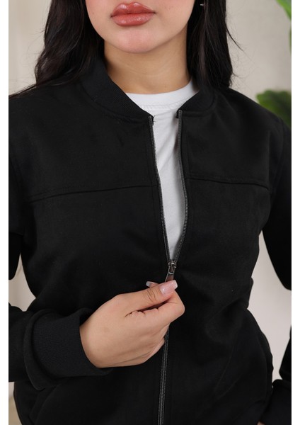 Kadın Relax Fit Bomber Ceket Suni Deri Slim Fit Model ile Şık ve Rahat Günlük Kullanım