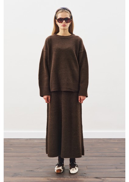 Triko Kloş Etek Kahverengi fiyatları