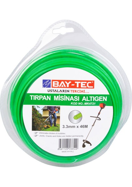 Bay-Tec Tırpan Misinası Altıgen 3.3mm x 46 mt