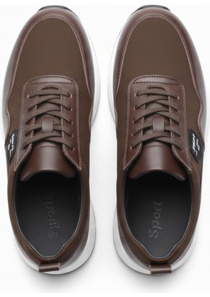 GR0420 Hakiki Deri Nubuk Detaylı Armalı Darbe Emici Beyaz Eva Taban Erkek Sneaker Ayakkabı