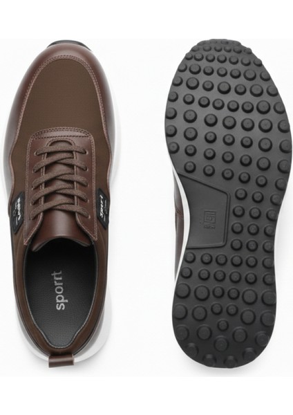 GR0420 Hakiki Deri Nubuk Detaylı Armalı Darbe Emici Beyaz Eva Taban Erkek Sneaker Ayakkabı