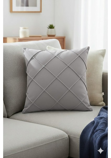 Leke Tutmaz Silinebilir Kapitoneli Kırlent Yastık Kılıfı