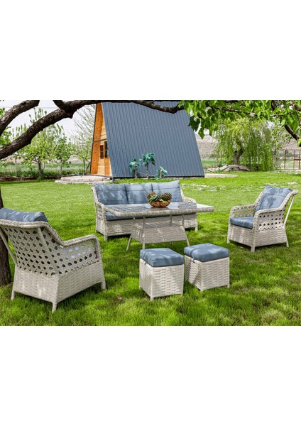 Fulya Rattan Bahçe Koltuk Takımı Krem / Mavi fiyatları