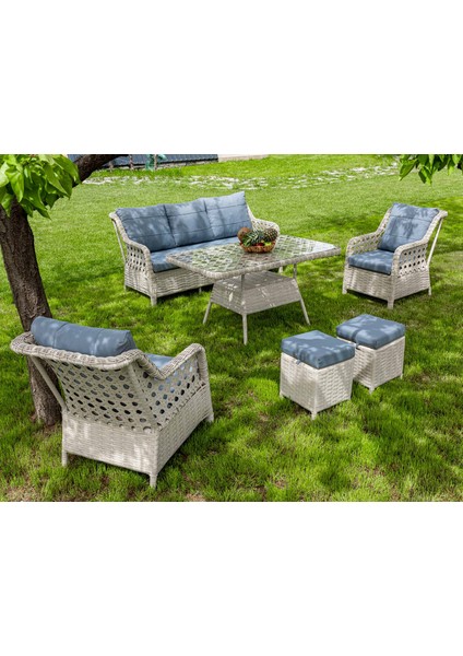 Fulya Rattan Bahçe Koltuk Takımı Krem / Mavi modelleri
