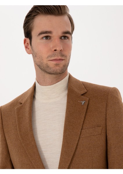 Erkek Camel Slim Fit %100 Kaşmir Flanel Ceket 50314254-VR015 fiyatları