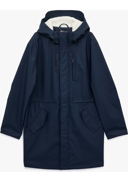 Kapaklı Cep Detaylı Bağcıklı Kapüşonlu Uzun Yağmurluk modelleri