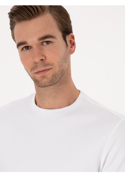 Erkek Beyaz Regular Fit Modal Karışımlı Bisiklet Yaka T-Shirt 50311305-VR013 fiyatları