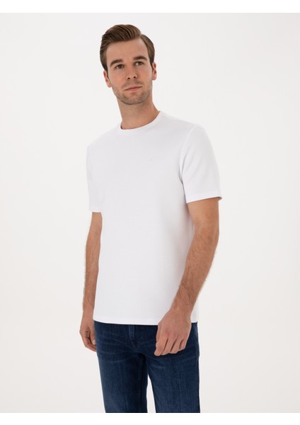 Erkek Beyaz Regular Fit Modal Karışımlı Bisiklet Yaka T-Shirt 50311305-VR013 modelleri