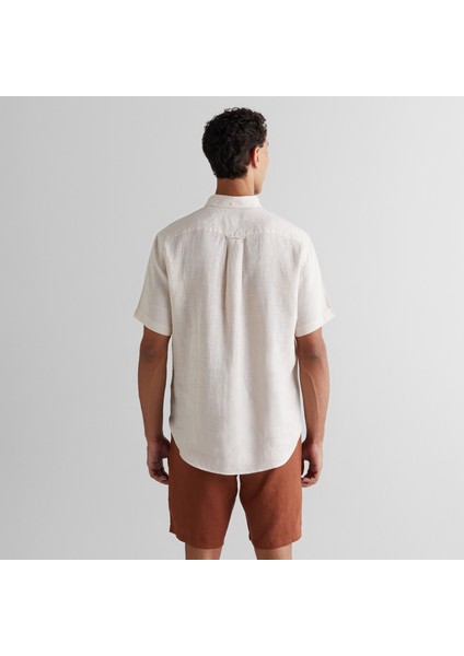 Erkek Bej Regular Fit Klasik Yaka Keten Gömlek fiyatları