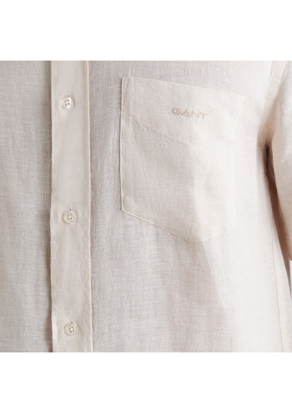 Erkek Bej Regular Fit Klasik Yaka Keten Gömlek indirimleri