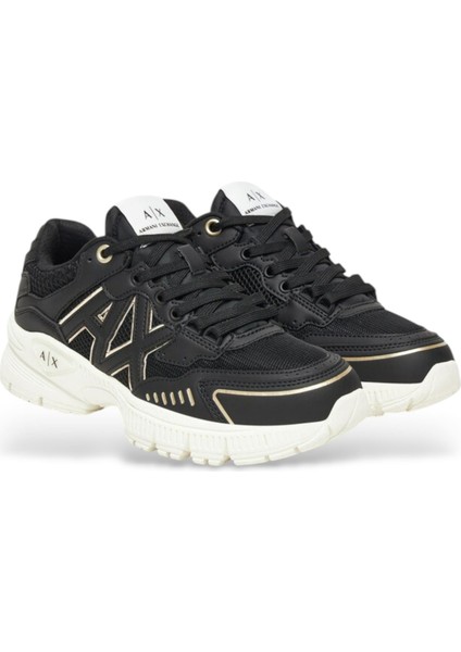 Kadın Metalik Detaylı Kalın Tabanlı Sneaker - Siyah