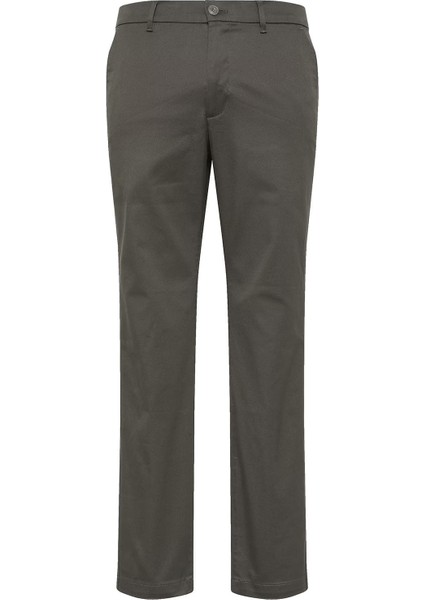 Erkek Slim Fit Esnek Pamuklu Chino Pantolon - Haki