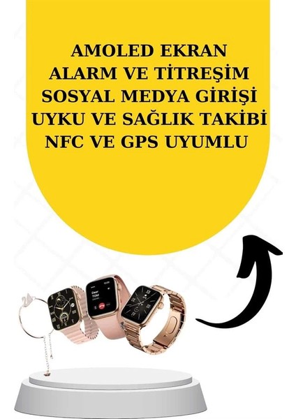 Bileklikli Amoled Ekran Akıllı Saat ve Dijital Göstergeli Kablosuz Bluetooth Kulaklık Anc/ Enc