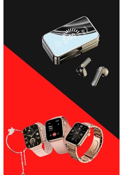Bileklikli Amoled Ekran Akıllı Saat ve Dijital Göstergeli Kablosuz Bluetooth Kulaklık Anc/ Enc indirimleri