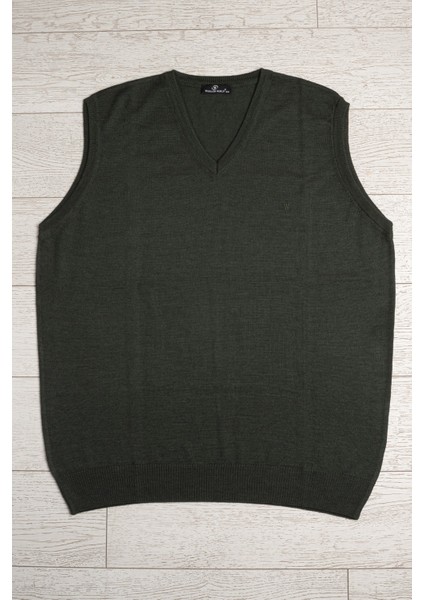 V Yaka Battal (Büyük Boy) Yünlü Kolsuz Triko Süveter modelleri