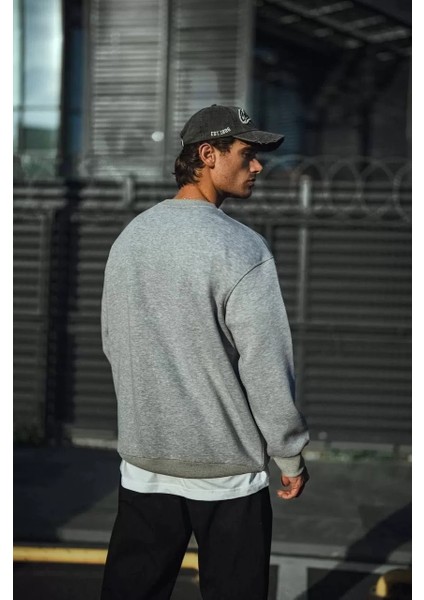 Kışlık Bisiklet Yaka Üç Iplik Basic Sweatshirt - Gri fiyatları