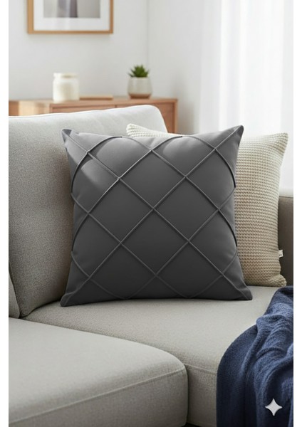 Leke Tutmaz Silinebilir Kapitoneli Kırlent Yastık Kılıfı