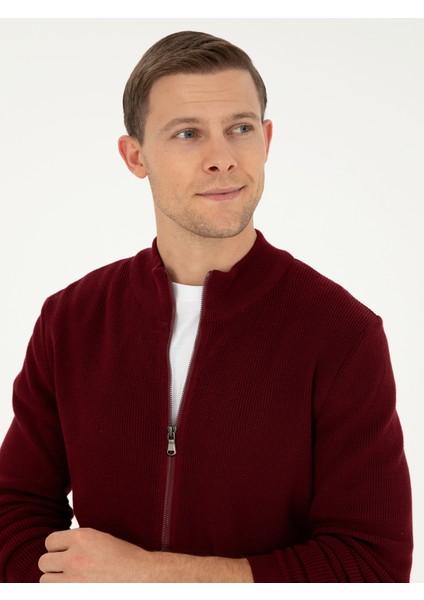 Erkek Bordo Slim Fit Triko Hırka 50259270-VR014 modelleri