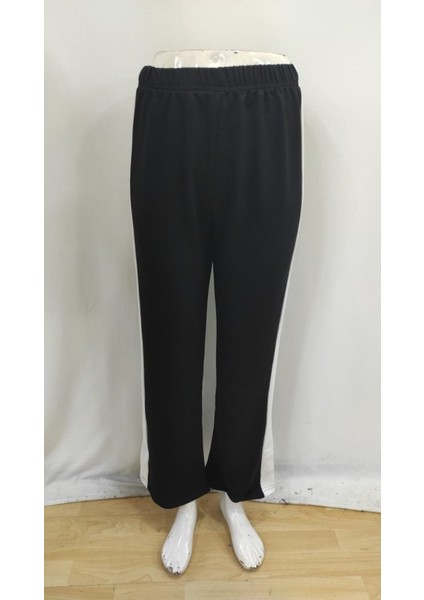 Kadın Yüksek Bel Yan Şerit Detaylı Yırtmaçlı Viskon Iki Iplik Pantolon