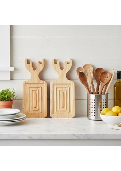 “geyik Figürlü Ahşap Sunumluk – Isıya Dayanıklı Doğal Çam Servis Tahtası (31 cm × 12 Cm)”
