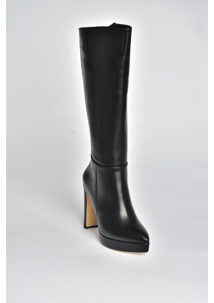 V820660609 Siyah Kalın Platform Topuklu Kadın Çizme indirimleri