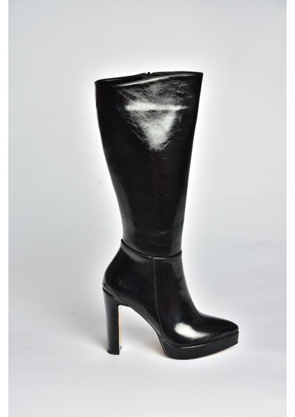 V820660660 Siyah Rustik Kalın Platform Topuklu Kadın Çizme indirimleri