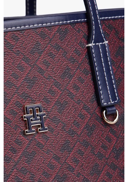 Kadın Monoplay Desenli Omuz Çantası - Lacivert/bordo fırsatları