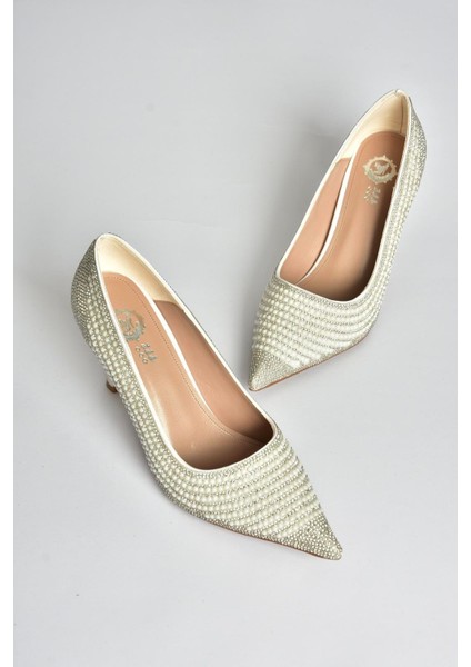 V820772109 Beyaz Inci Işlemeleri Ince Topuklu Abiye Ayakkabı fiyatları