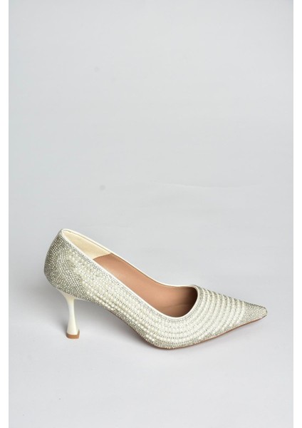 V820772109 Beyaz Inci Işlemeleri Ince Topuklu Abiye Ayakkabı modelleri