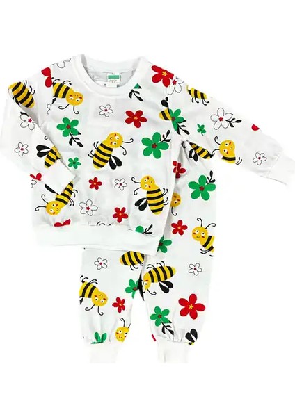 Beyaz Arı Desenli Eşofman Takımı