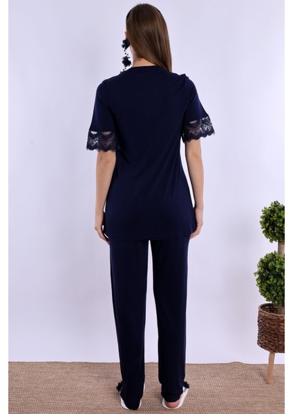 Lacivert Hamile Lohusa Pijama Takımı modelleri