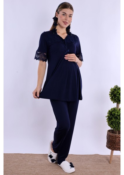 Lacivert Hamile Lohusa Pijama Takımı indirimleri