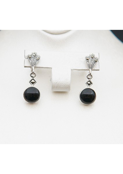 925 Ayar Gümüş Oltu Taşı Kadın Küpe SKÜ00022 modelleri