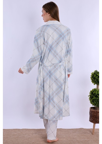 Mavi %100 Pamuk Sabahlıklı Hamile Lohusa Pijama Takımı fiyatları