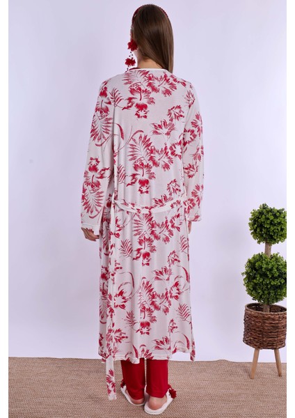 Vişne Sabahlıklı Hamile Lohusa Pijama Takımı modelleri