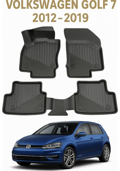 Volkswagen Golf 7 2012-2019 Uyumlu 3D Oto Paspas Premium