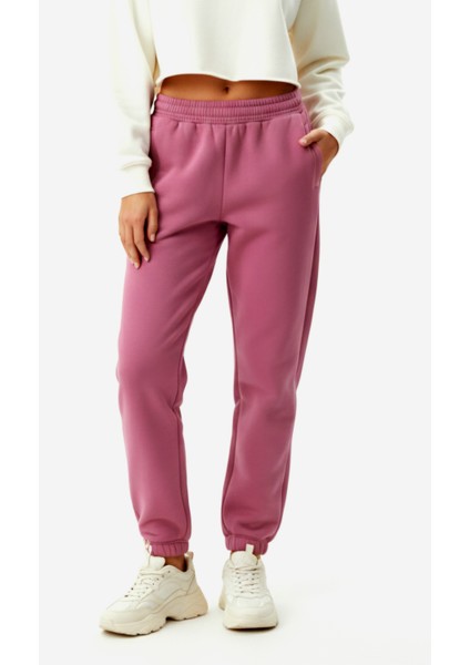 Kadın Üç Iplik Şardonlu Fermuarlı Cepli Lastikli Paça Eşofman Altı