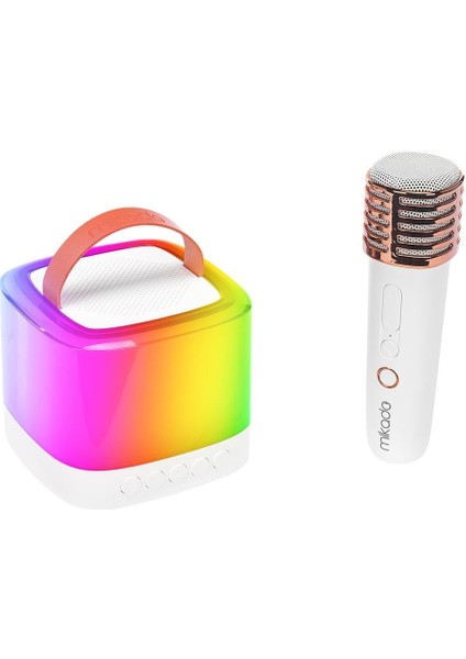 MD-27BT Naos Krem Usb+Tf+Bluetooth Wireless Karaoke Mikrofonlu 5W 800MAH Taşınabilir Speaker