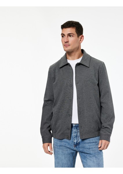 Viskon Karışımlı Uzun Kollu Cepli Klasik Yaka Gömlek Ceket modelleri