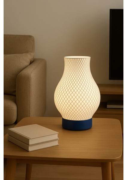 Modern Çizgili Dekoratif Masa Lambası Sarı – Pla Çevre Dostu Gece Lambası | E27 Duy, Kablolu, Masa Üstü Aydınlatma modelleri