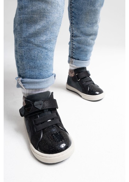 Kız Çocuk Siyah Hakiki Deri Suya Dayanıklı Anatomik Ilk Adım Bot