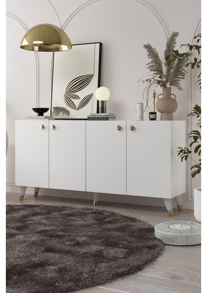 8198KB150-1DD Konsol ,tv Ünitesi Beyaz-Altın