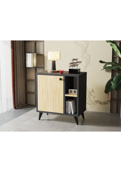 Raflı Komodin Modern Dekoratif Çok Amaçlı