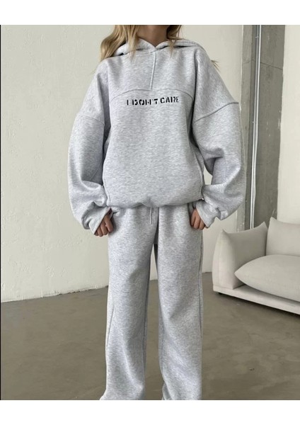 Nakış Işlemeli Üç Iplik Sweat Takım- Gri modelleri