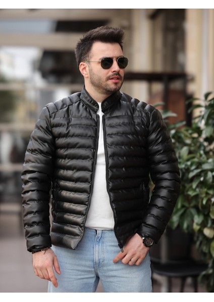 Erkek Deri Şişme Mont