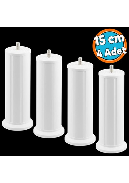 (1 Adet) Mobilya Baza Tv Ünitesi Yükseltme Ayağı Robot Süpürge Uyumlu 15 cm Beyaz Plastik