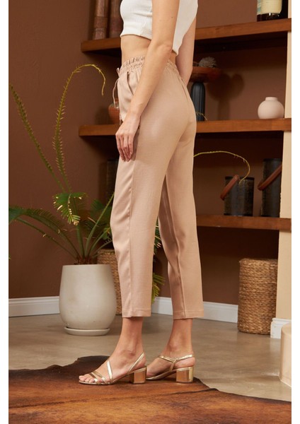 Kadın Beli Lastikli Kumaş Pantolon modelleri