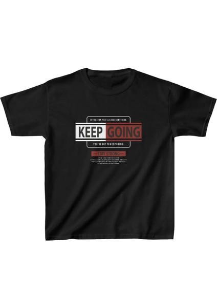 Unisex Çocuk Baskılı T-Shirt - Siyah