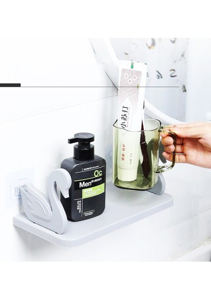 Kuğu Raf Baharatlık -Makyaj Malzeme Rafı Kendinden Yapışkanlı Banyo Mutfak Organizer fiyatları