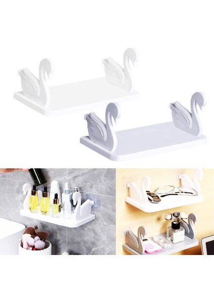 Kuğu Raf Baharatlık -Makyaj Malzeme Rafı Kendinden Yapışkanlı Banyo Mutfak Organizer fırsatları